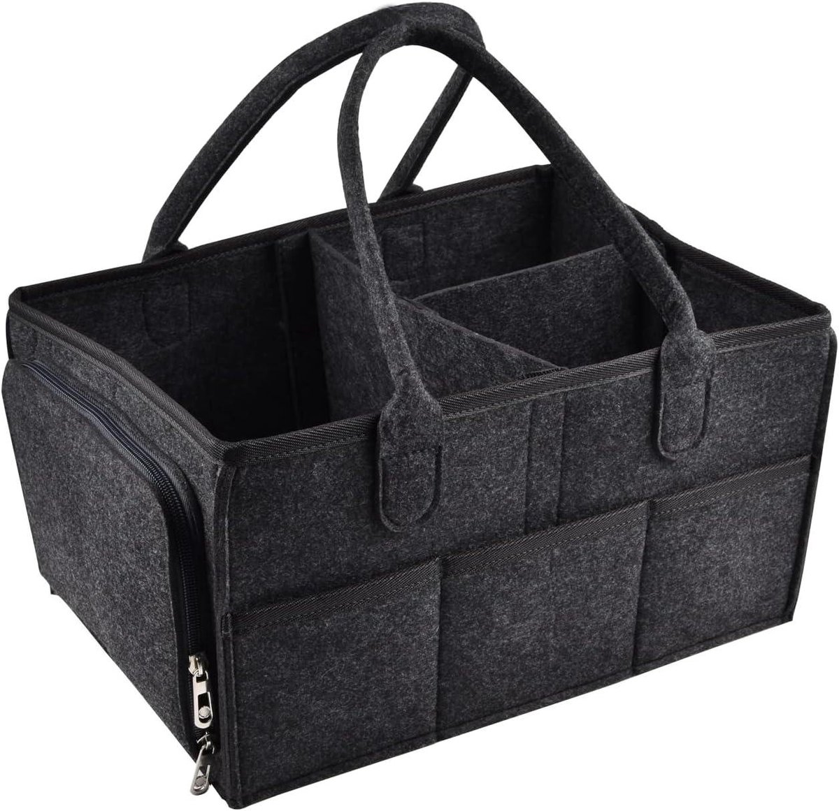 Baby Verzorgingstas - Opbergmand - Baby Spullen - Uitneembaar Vakverdeling - 33 cm Breed - Zwart