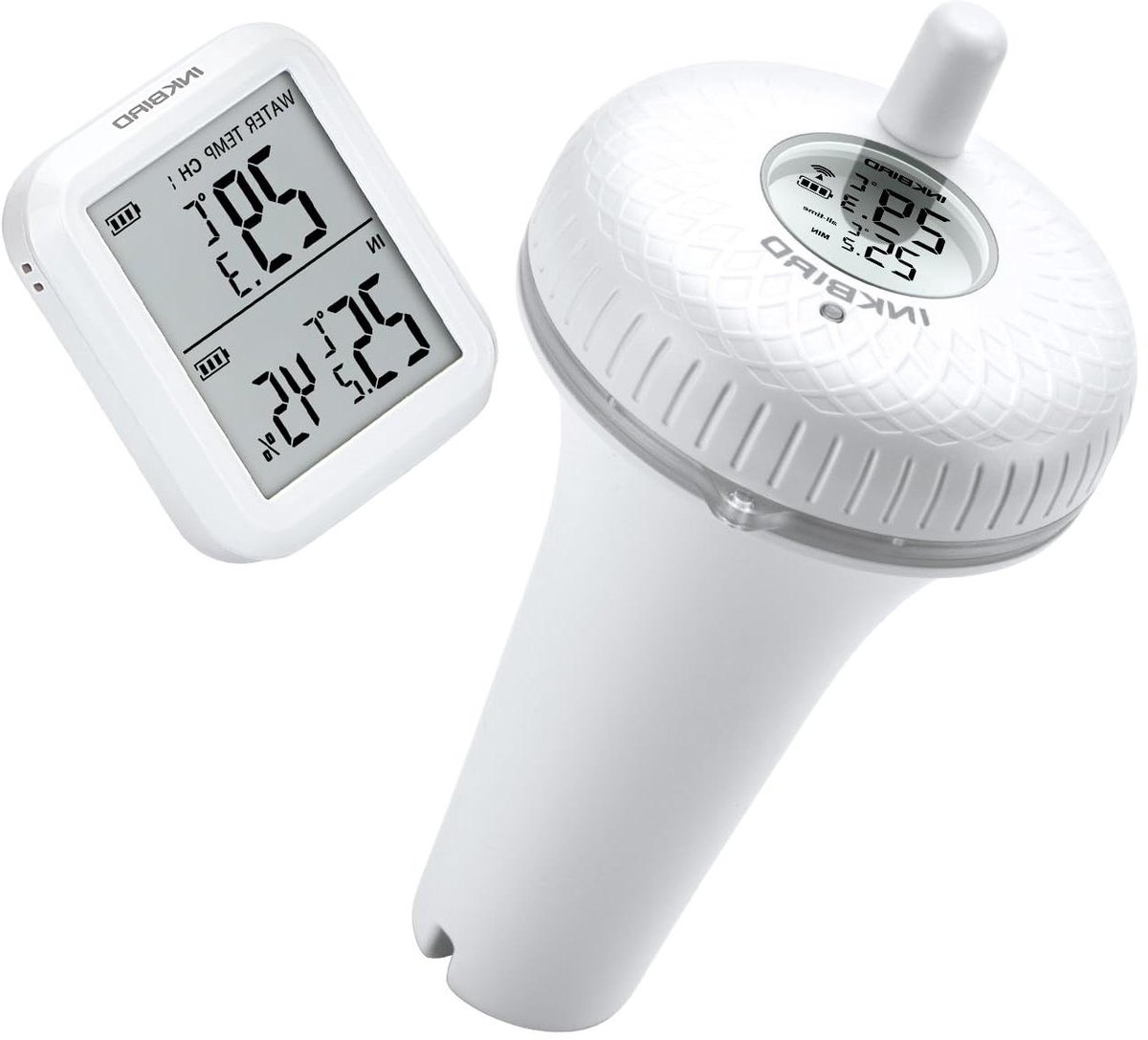 Drijvende Thermometer - Water Temperatuurmeter - Zwembad Controle - Met Binnen Ontvanger - 19.5 cm - Wit