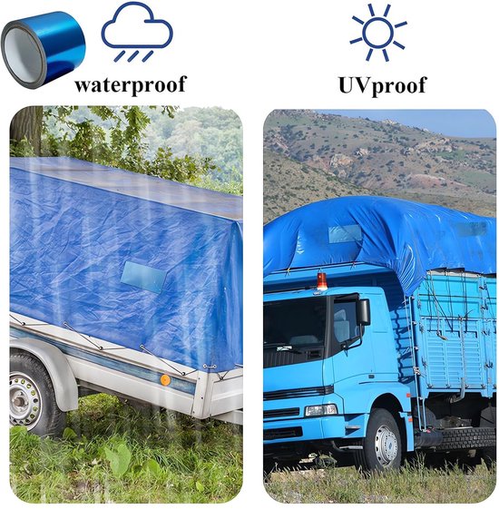 Reparatietape - Zeil tape - Buitenuitrusting repareren - Waterdicht en UV-bestendig - 8 cm x 8 m - Blauw — afbeelding 3