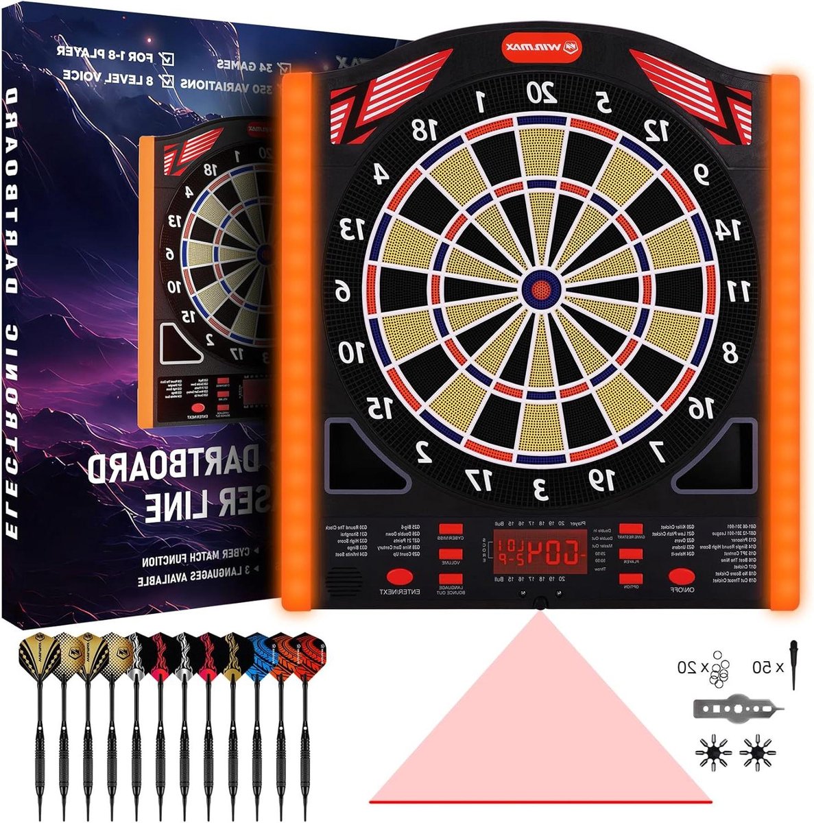 Elektronisch Dartbord - Dartspel Set - Spelplezier Thuis - Tot 8 Spelers - 12 Darts Inclusief - Zwart
