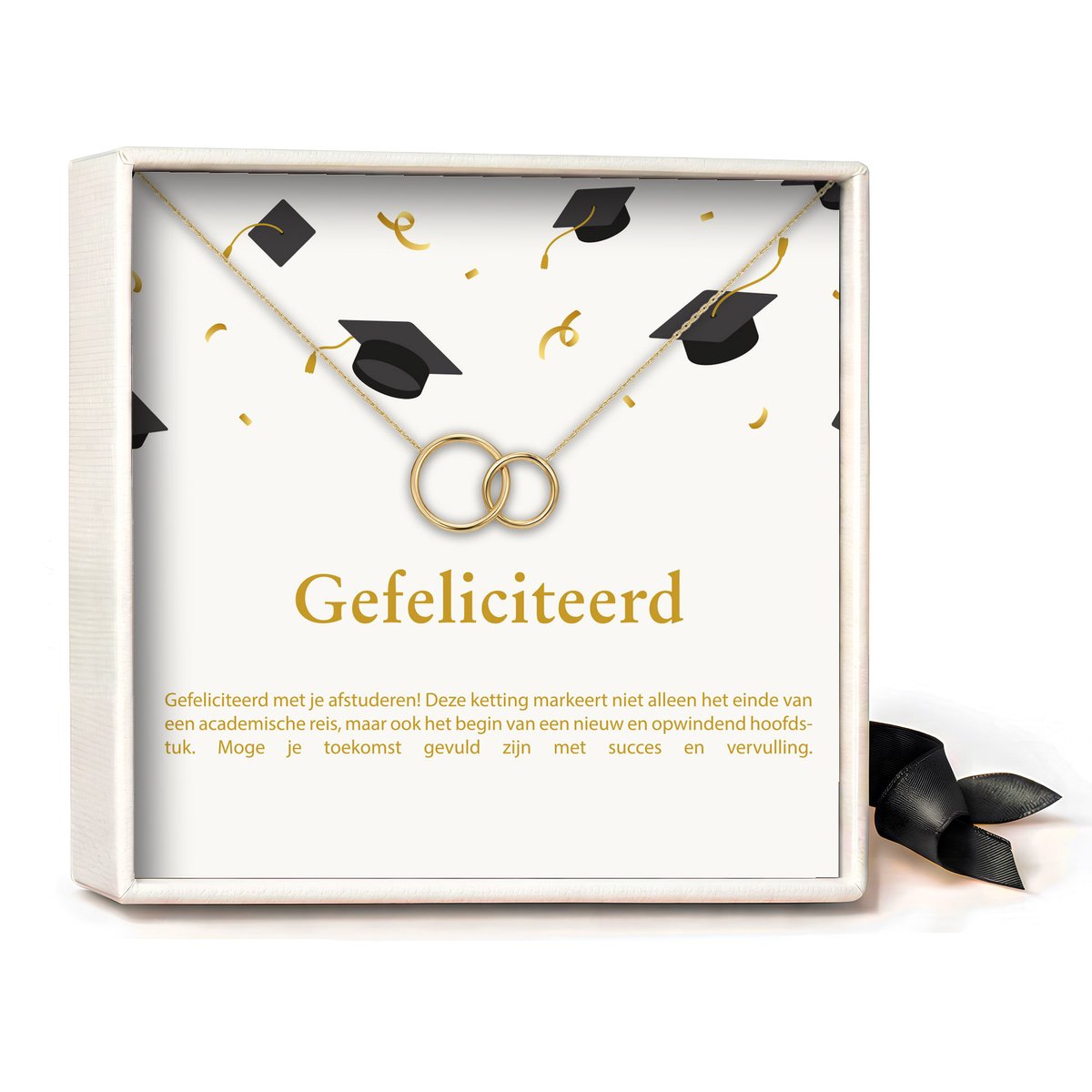 Pera Jewelry - 925 sterling zilveren Twee Ringen ketting - Gefeliciteerd 2 - Collier - Ketting Dames - Ketting met Hanger