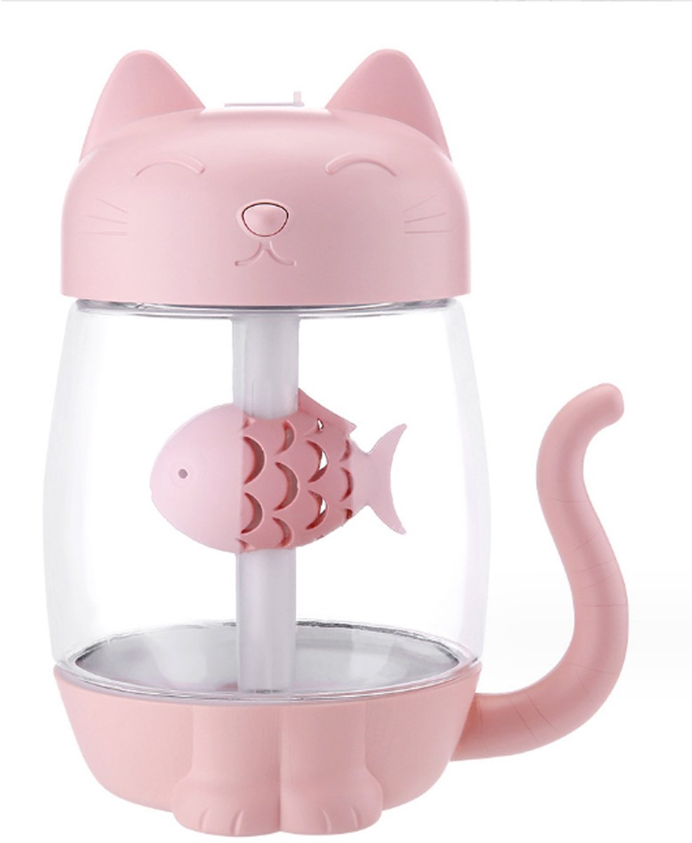 USB-luchtbevochtiger met koele mist, instelbare miststand, 350 ml waterreservoir dat tot 6 uur meegaat, 7 kleuren LED-verlichting, automatische uitschakeling bij gebrek aan water, voor slaapkamer, thuis en kantoor