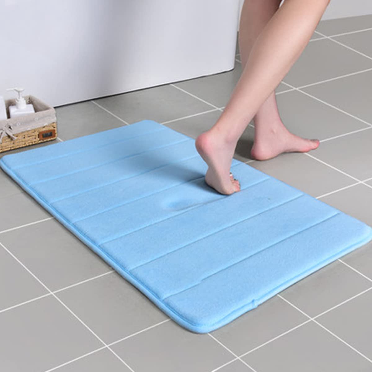 Badmat Memory Foam Zachte Badmatten Antislip Absorberende Badkamer Tapijten Rubber Back Runner Mat voor Keuken Badkamer Vloeren Roze60x90cm