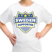 Zweden / Sweden schild supporter  t-shirt wit voor kinderen S (122-128)