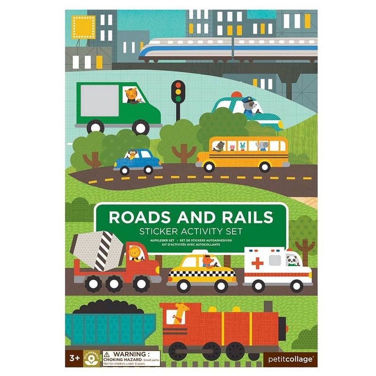 Stickerboek - Roads & Rails | Petit Collage