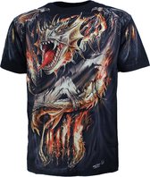 Biker Vuurdraak Fire Dragon T-Shirt Zwart - Hoge Kwaliteit