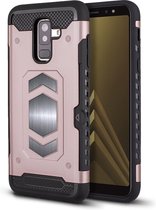 Ntech Samsung Galaxy A6 Plus Luxe Armor Case met Pashouder - Rose Goud