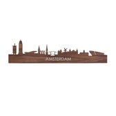Skyline Amsterdam Notenhout - 100 cm - Woondecoratie design - Wanddecoratie - WoodWideCities