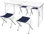 Campingtafel inklapbaar en verstelbaar aluminium 120 x 60 cm 4 stoelen