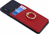 Ntech Peel & Stick universele Smartphone Pocket kaarthouder met een ringstandaard Rood