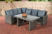 Clp Bermeo Lounge Dining Set - Poly rotan - kleur van 5 mm rotan grijs gemeleerd - Overtrek ijzerachtig grijs