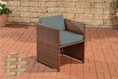 Clp Poly-rotan Wicker stoel / fauteuil TAHITI, aluminium frame, kussen - bruin gemeleerd - Kleur overtrek ijzerachtig grijs