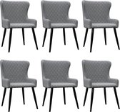 Eetkamerstoelen 6 st stof lichtgrijs