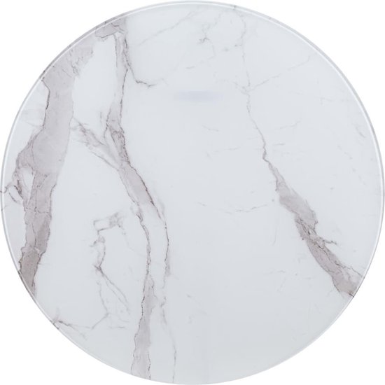 Tafelblad Ã˜ 80 cm glas met marmeren textuur wit | bol.com