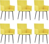 Eetkamerstoelen met armleuningen 6 st stof geel