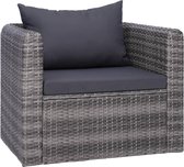 Tuinstoel met kussens poly rattan grijs