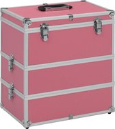 Make-up koffer 37x24x40 cm aluminium roze