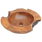 Wasbak - Massief teakhout met een waterafstotende afwerking - Bruin - 45 x (12-15) cm (ø x H)