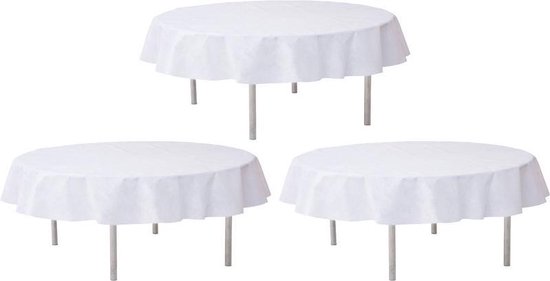 3x Bruiloft witte ronde tafelkleden/tafellakens 240 cm stof -  Huwelijk/trouwerij... | bol.com