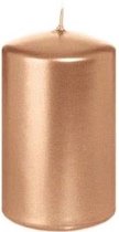1x Rosegouden cilinderkaars/stompkaars 5 x 8 cm 18 branduren - Geurloze rose goudkleurige kaarsen - Woondecoraties