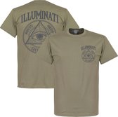 Illuminati Pocket & Rug Print T-Shirt - Khaki - XXL