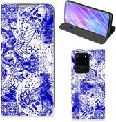 Mobiel BookCase Geschikt voor Samsung Galaxy S20 Ultra Angel Skull Blue