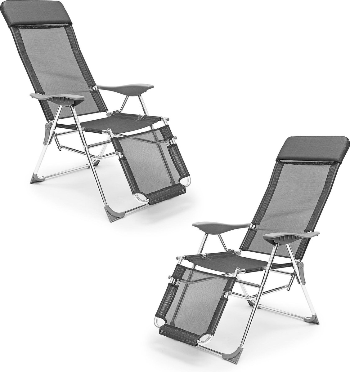 Ligstoel Voor In De Tuin Verstelbaar Zwart/Grijs MANIHI - Trendy Design, Verstelbare Functie Stalen Structuur