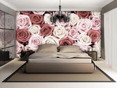 Roses Flowers Pink White Red Photo Wallcovering