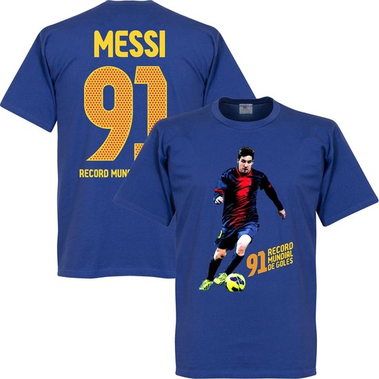 Messi 91 World Record Goals T-shirt - Blauw - 3XL