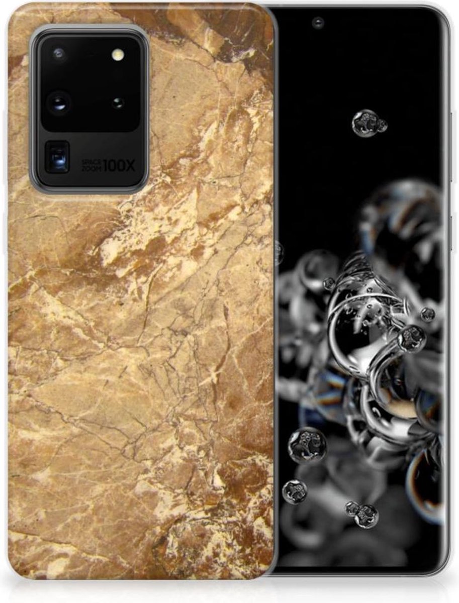 Samsung Galaxy S20 Ultra TPU Siliconen Hoesje Marmer Creme