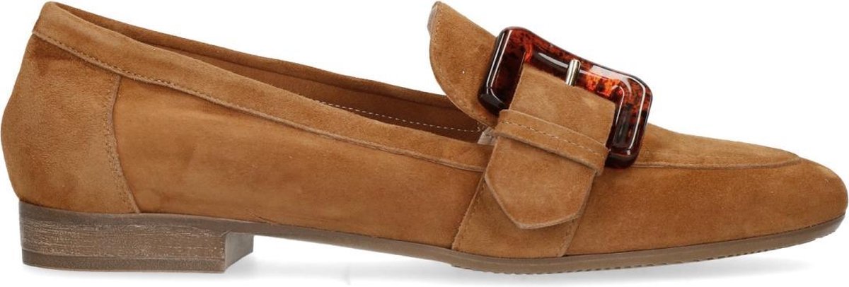 Manfield - Dames - Cognac suède loafers met gesp - Maat 41 | bol.com