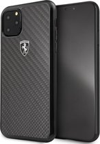 iPhone 11 Pro Max Backcase hoesje - Ferrari - Effen Zwart - Carbon