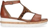 No Stress Dames Sandalen met sleehak - Cognac - Maat 38