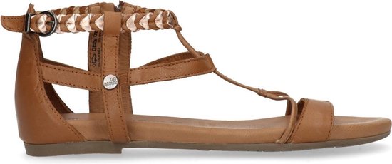 No Stress - Dames - Cognac leren sandalen met gevlochten metallic bandje -  Maat 42 | bol.com