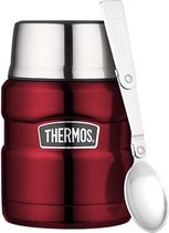 RVS thermospot / voedseldrager 470 ml rood - Inclusief lepel - Voedsel warmhouden onderweg