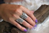 Zilveren BOHO ring Angel wings