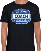 Cadeau t-shirt voor de beste coach voor heren - zwart met blauw - coach - kado shirt / kleding - vaderdag / collega L