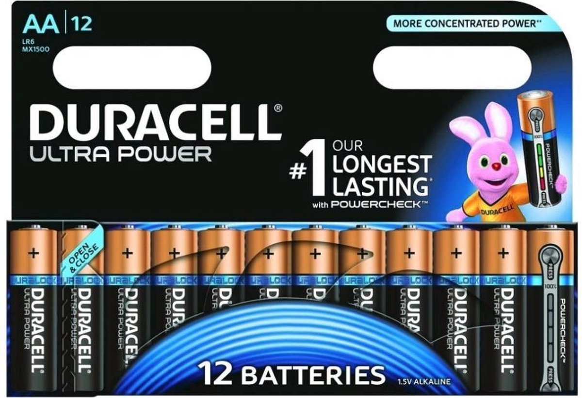 Duracell - Duracell Ultra Power AA Alkaline Batterijen 12 Stuks - Altijd Garantie