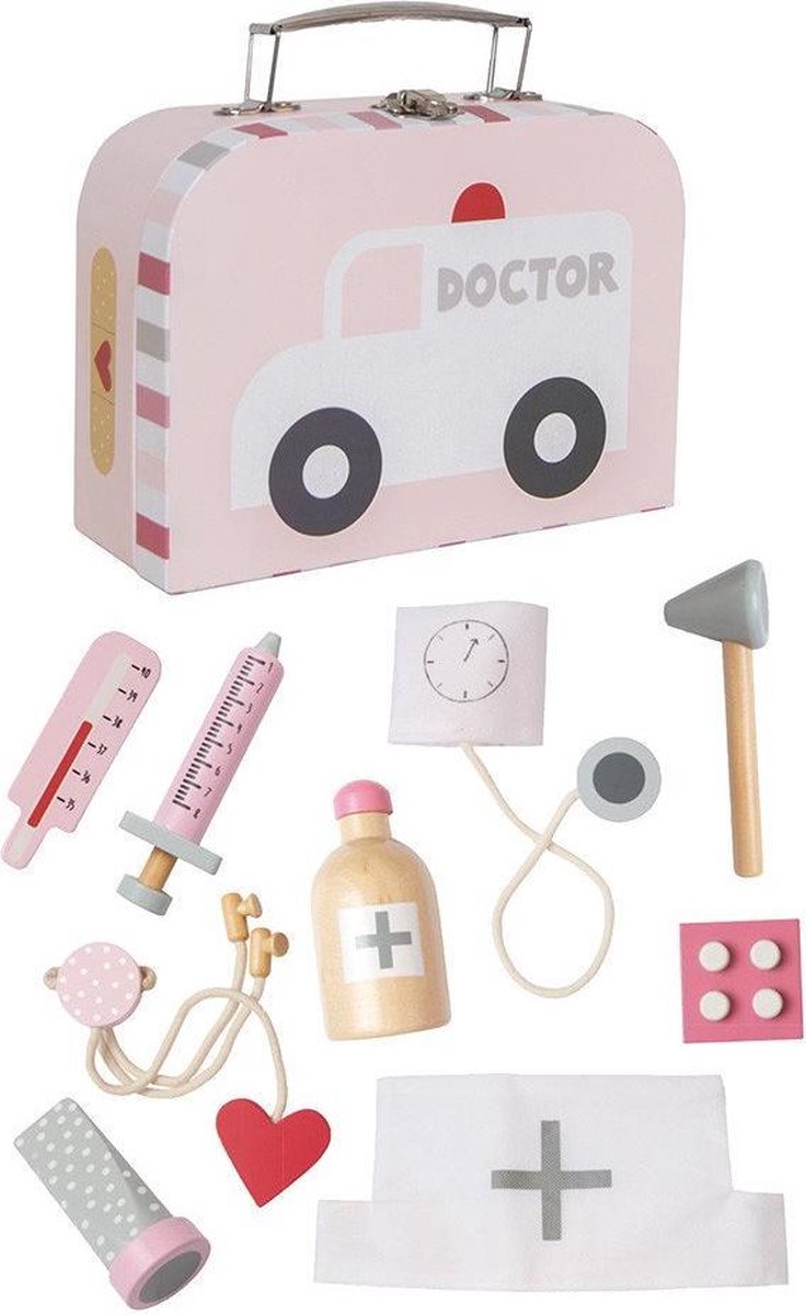 Jabadabado speelgoed mini dokterskoffertje 19 cm Roze