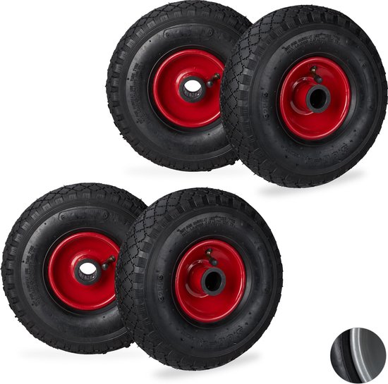relaxdays 4 x roue de diable 3.00-4 - jante en acier - roue de secours - pneu pneumatique