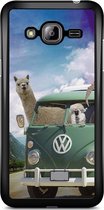 Samsung J3 hoesje - Lama wanderlust | Samsung Galaxy J3 (2016) case | Hardcase backcover zwart