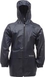 Donkergrijs, waterdicht regenjack met capuchon, rits en twee steekzakken.
