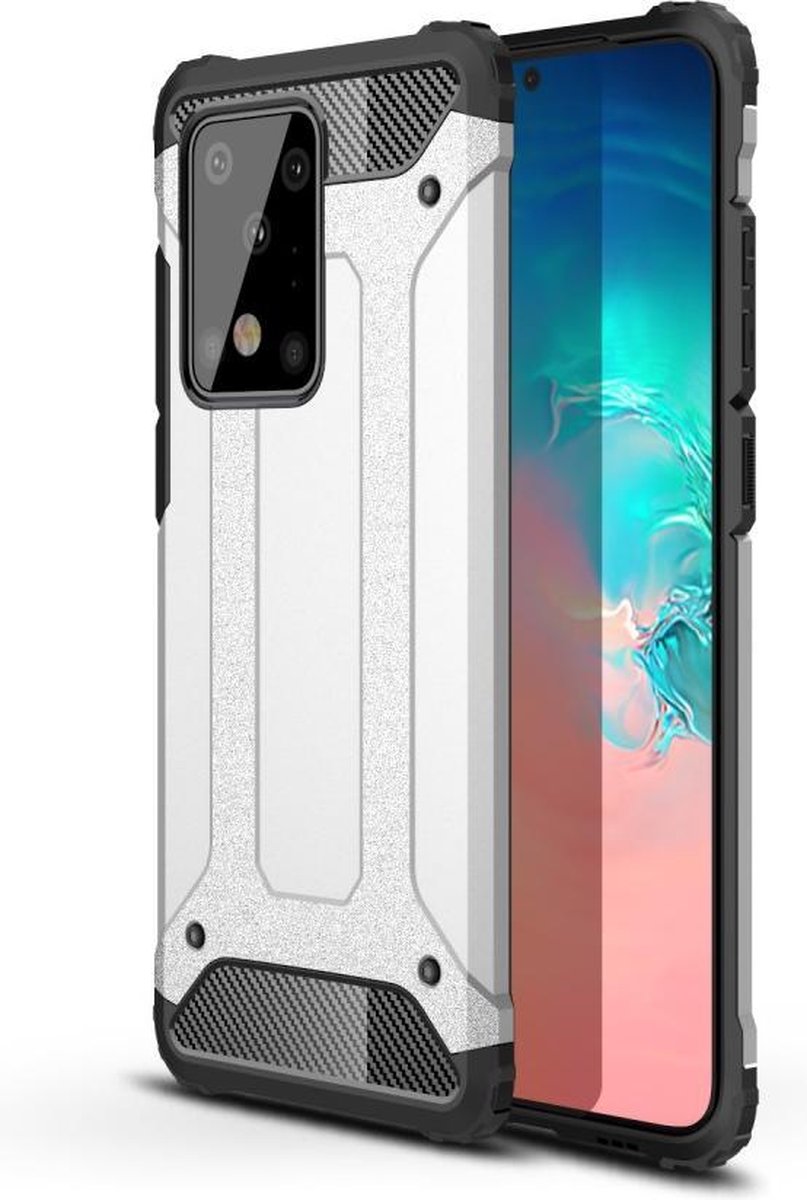 Armor Hybrid Back Cover - Geschikt voor Samsung Galaxy S20 Ultra Hoesje - Grijs