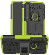 Rugged Kickstand Back Cover - Geschikt voor Motorola Moto G8 Plus Hoesje - Groen