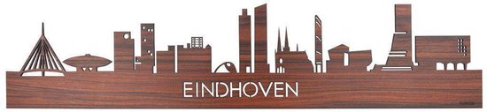 Skyline Eindhoven Palissander hout - 120 cm - Woondecoratie - Wanddecoratie - Meer steden beschikbaar - Woonkamer idee - City Art - Steden kunst - Cadeau voor hem - Cadeau voor haar - Jubileum - Trouwerij - WoodWideCities
