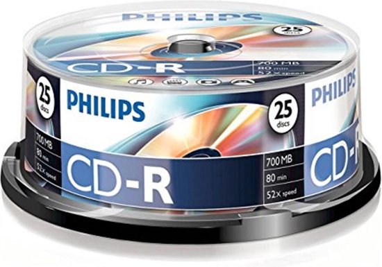 Philips CR7D5NB25 - CD-R 80Min - 700MB - Vitesse 52x - Broche - 25 pièces