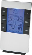 Nektar Multifunctionele tafelklok, Klok met Weer Indicator, 13,5 x 8 cm, kantoordecoratie, desktop-accessoires, met alarm, digitaal display, vochtigheidsmeter, thermometer, werkt op batterije