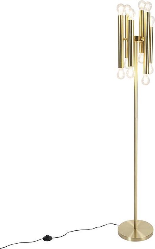 QAZQA tubi - Art Deco Vloerlamp | Staande Lamp - 12 lichts - H 1670 mm - Goud/messing - Woonkamer | Slaapkamer