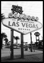 Punt. Poster - Las Vegas - 118.9 X 84 Cm - Zwart En Wit