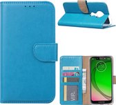 Telefoon Hoesje met pasjeshouder En Magneetflapje voor Motorola Moto G7 Power - Turquoise - van Bixb